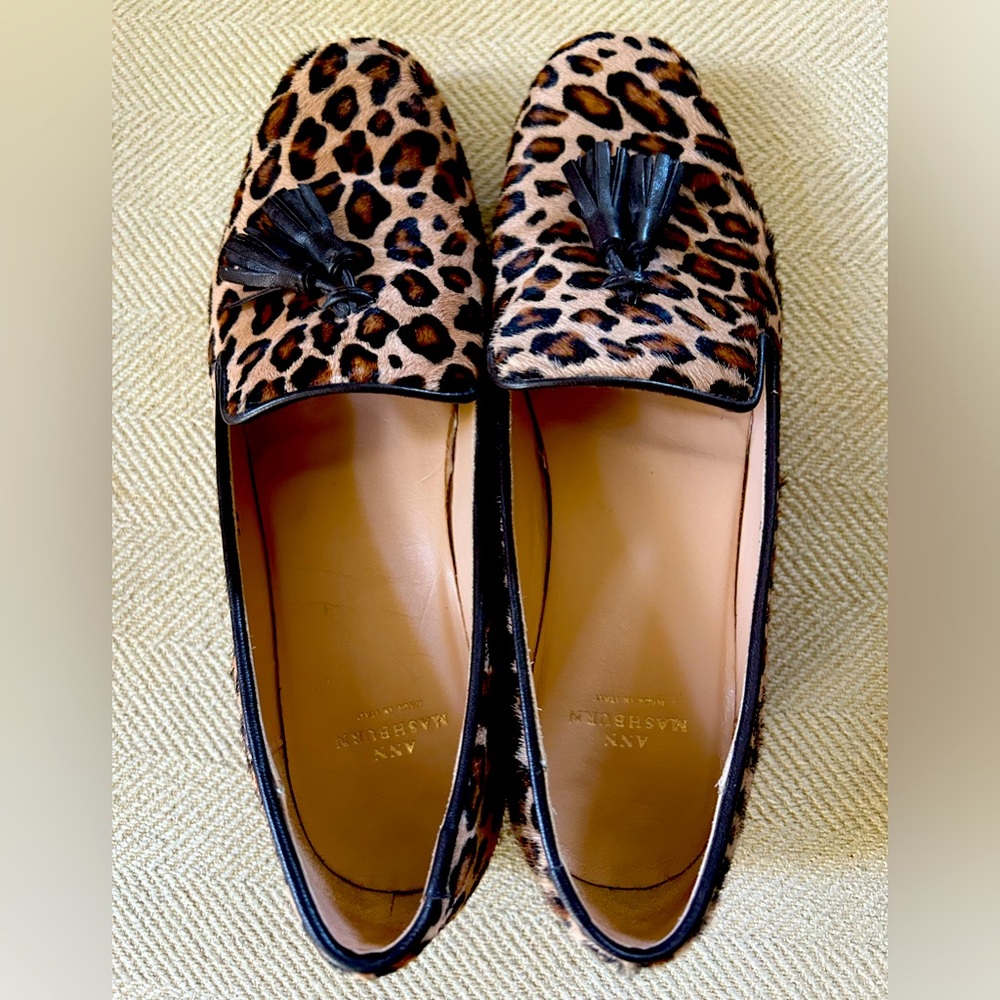 Anne Mashburn leopard tassel loafers 38